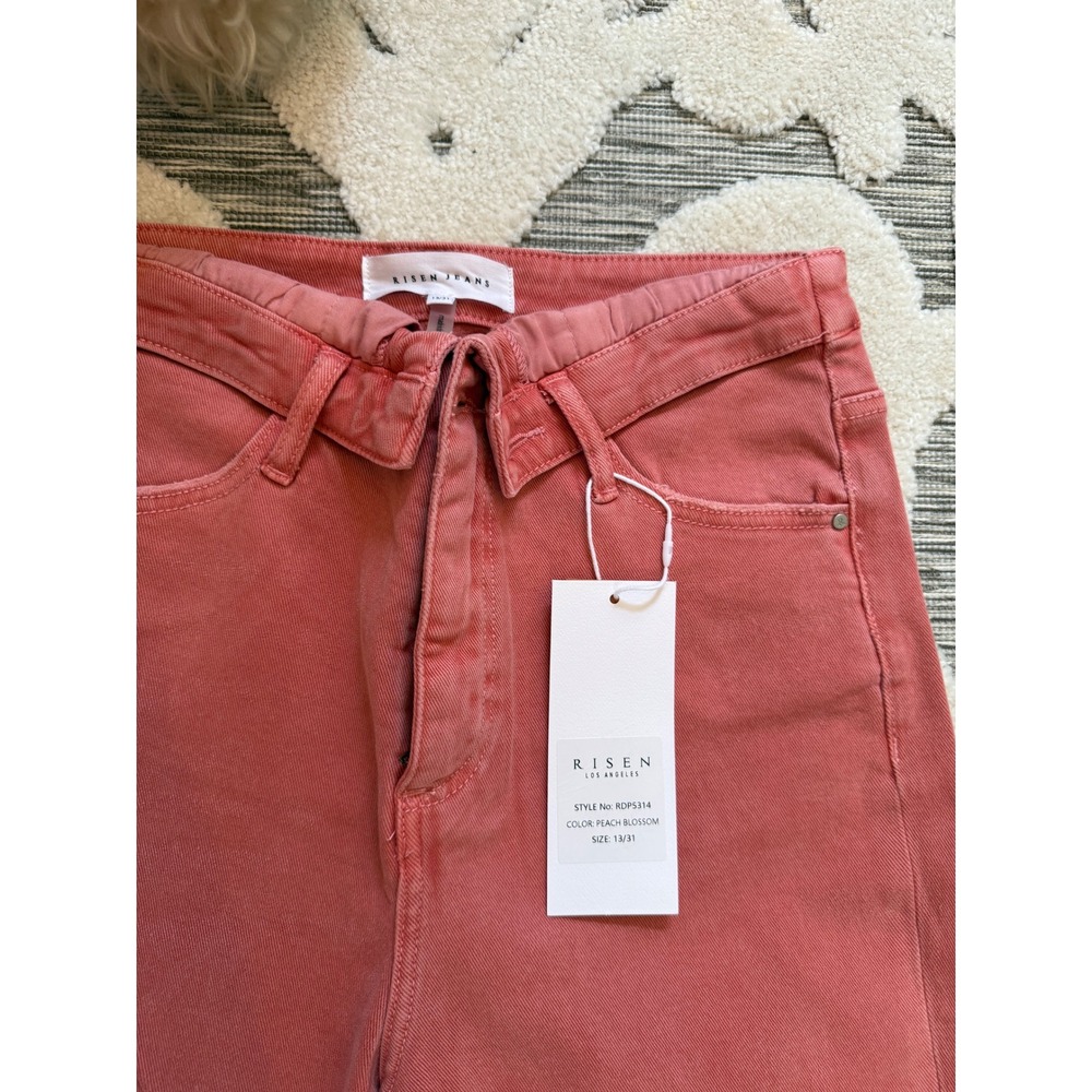 Risen Jeans Peach Blossom Wide Leg High Rise Crossover Waist Pants RDP5314 13/31 - Picture 7 of 8